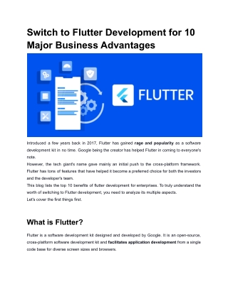 Switch to Flutter Development for 10 Major Business Advantages
