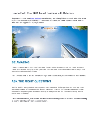 How to Build Your B2B Travel Business with Referrals