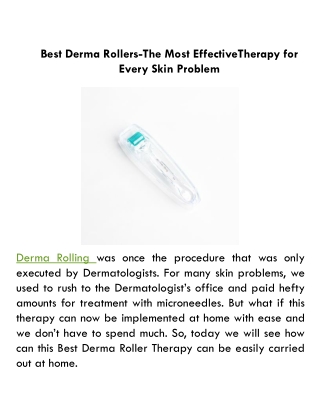 Best Derma Rollers-The Most EffectiveTherapy for Every Skin Problem