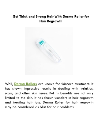 Get Thick and Strong Hair With Derma Roller for Hair Regrowth
