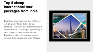 Top 5 cheap international tour packages from India
