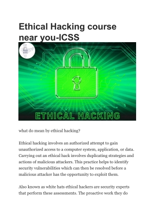 Ethical Hacking course near you-icss