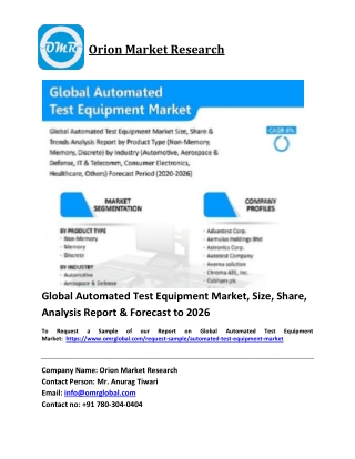 Global Automated Test Equipment Market Trends, Size, Competitive Analysis and Fo