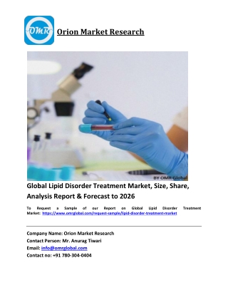 Global Lipid Disorder Treatment Market Trends, Size, Competitive Analysis and Fo