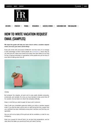 Drafting an Vacation request email with samples