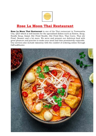 5% Off - Rose La Moon Thai Restaurant - Toowoomba City, QLD