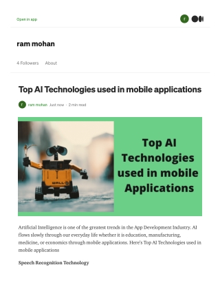 Top AI Technologies used in mobile applications