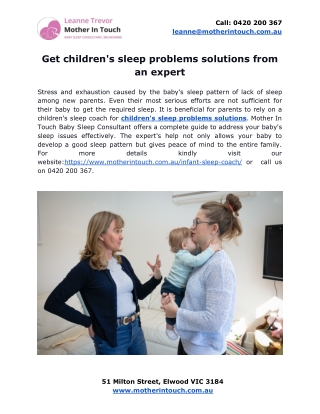 Get children's sleep problems solutions from an expert