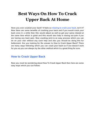 Best Ways On How To Crack Upper Back At Home