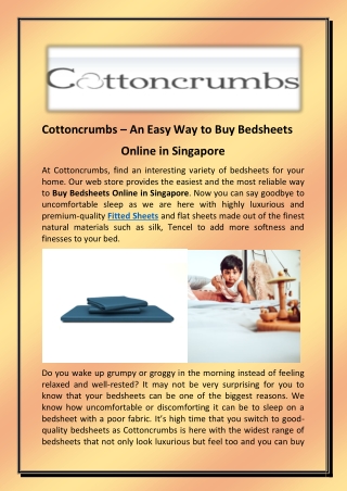 Cottoncrumbs – An Easy Way to Buy Bedsheets Online in Singapore