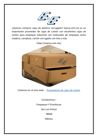 Proveedores de Cajas de Cartón | Eyesa.com.mx
