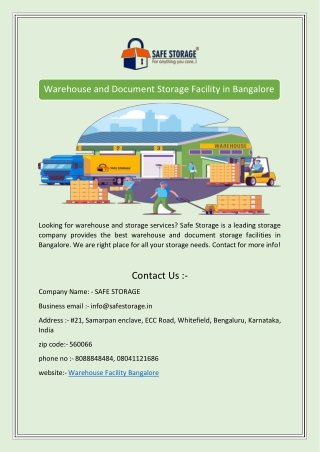 Warehouse and Document Storage Facility in Bangalore