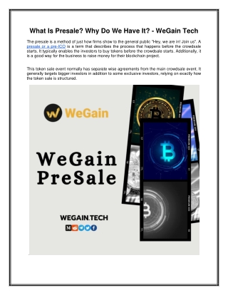 What Is Presale Why Do We Have It - WeGain Tech
