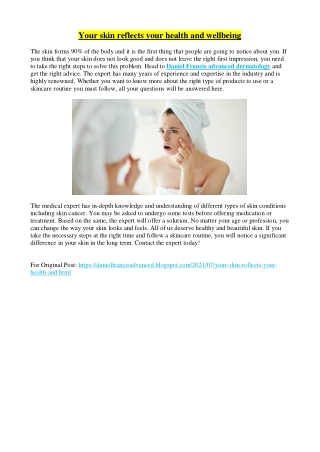 Your skin reflects your health and wellbeing