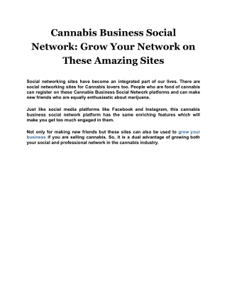 Cannabis Business Social Network Grow Your Network on These Amazing Sites