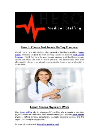 How to Choose Best Locum Staffing Company