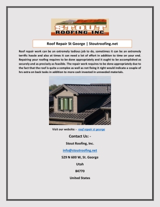 Roof Repair St George | Stoutroofing.net