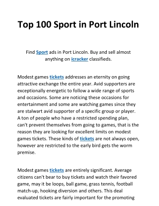 Top 100 Sport in Port Lincoln