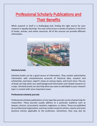Professional Scholarly Publications and Their Benefits