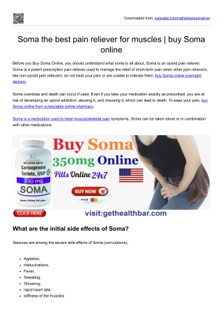 Soma the best pain reliever for muscles  buy Soma online