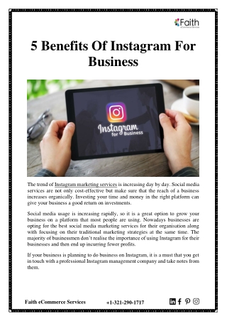 5 Benefits Of Instagram For Business