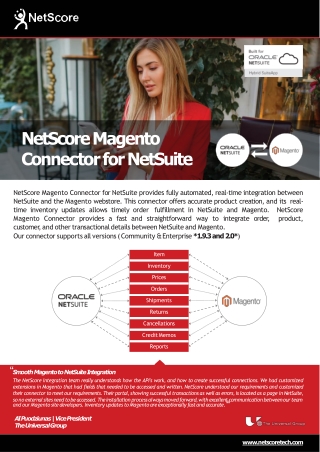 NetScore MagentoConnector for NetSuite
