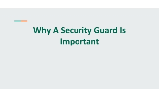 Why is there need of a Security guard