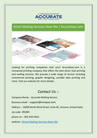 Accurate Mailing Service Online Presentations Channel