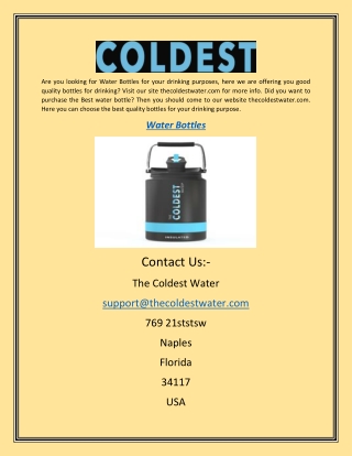 Water Bottles | Thecoldestwater.com