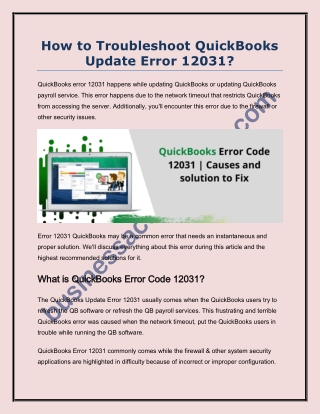 Is QuickBooks Update Error 12031 Troubling you?