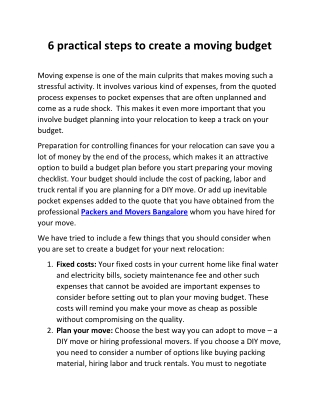 6 practical steps to create a moving budget