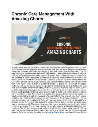 Chronic Care Management With Amazing Charts
