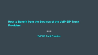 How to Benefit from the Services of the VoIP SIP Trunk Providers