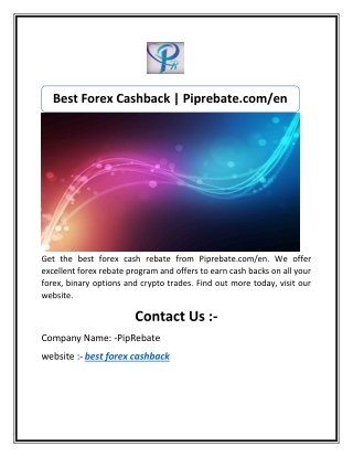 Best Forex Cashback | Piprebate.com/en