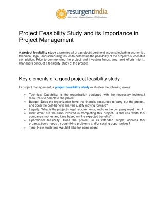 Project Feasibility Study and its Importance in Project Management
