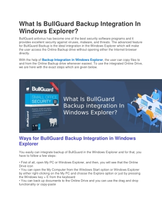 What Is BullGuard Backup Integration In Windows Explorer?