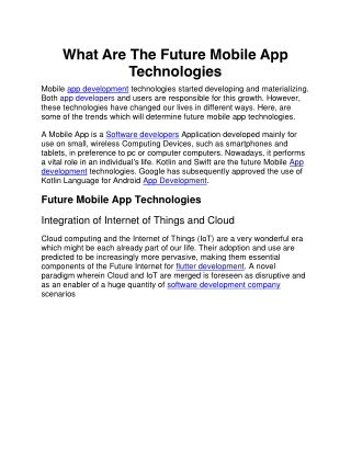 What Are The Future Mobile App Technologies