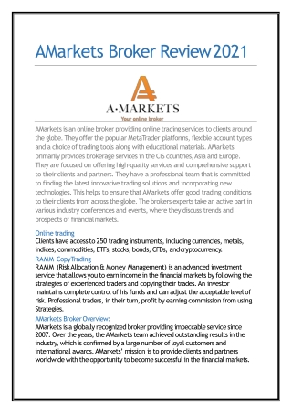 AMarkets Broker Review 2021