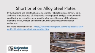 Short brief on Alloy Steel Plates