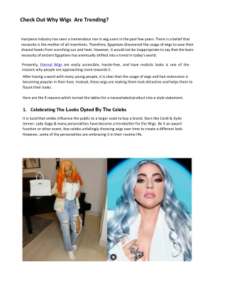 Check Out Why Wigs  Are Trending