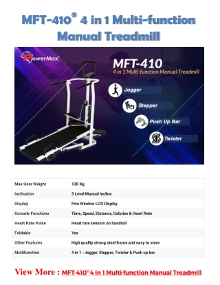 MFT-410® 4 in 1 Multi-function Manual Treadmill