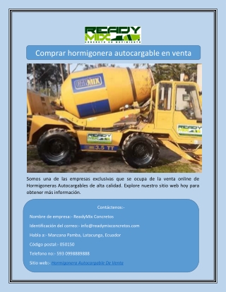 Comprar hormigonera autocargable en venta