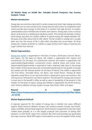 US Market Study on Health Bar:Valuable Growth Prospects, Key Country Analysis, T