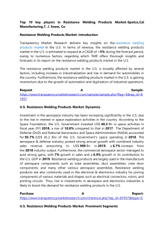 Top 10 key players in Resistance Welding Products Market-Spotco,Cal Manufacturin