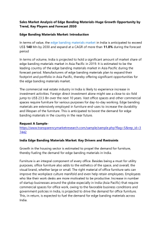 Sales Market Analysis of Edge Banding Materials-Huge Growth Opportunity by Trend