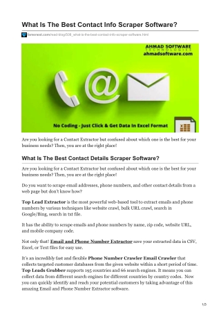 1What Is The Best Contact Information Scraper Software