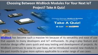 Choosing Between WisBlock Modules For Your Next IoT Project Take A Quiz!
