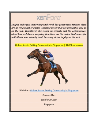 Online Sports Betting Community in Singapore Ab88forum.com
