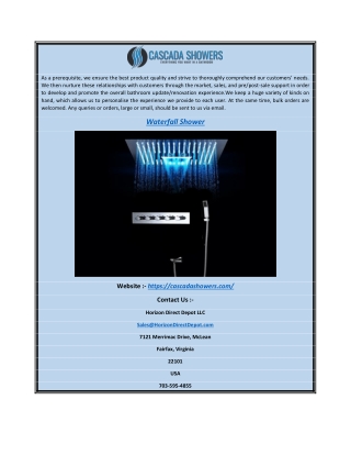 Get waterfall shower at an affordable price | Varities of waterfall systems