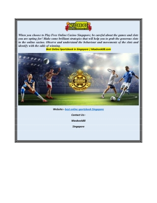Best Online Sportsbook in Singapore  Maxbook88.com